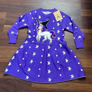 Smiling pinker, 4-5T, purple dress Halloween unicorn new with tags